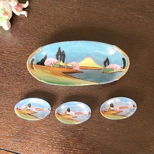 Vintage Japanese Hand Painted 4 piece Hord’oeuvre Set